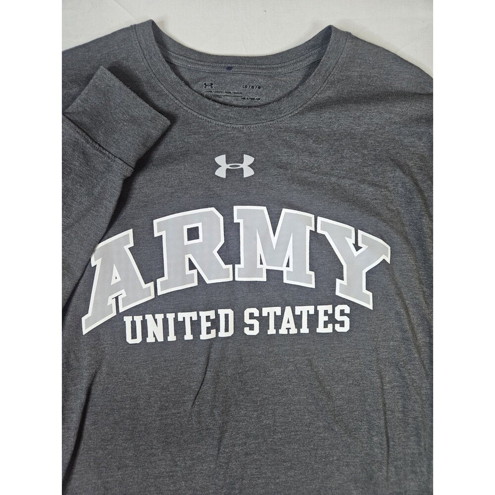 Under Armour Shirt Men's Large Gray Long Sleeve US ARMY Football Heatgear L